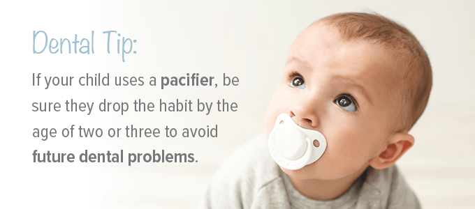 A dental tip when introducing pacifiers to babies. 